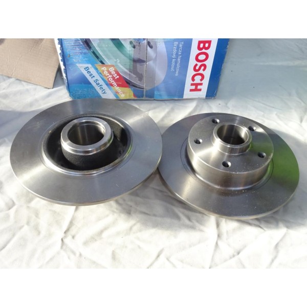Jeu 2 disques de frein arriere plein 260mm diametre SANS roulement de roue Bosch 0986479684 pour renault megane 3 III scenic 3 I