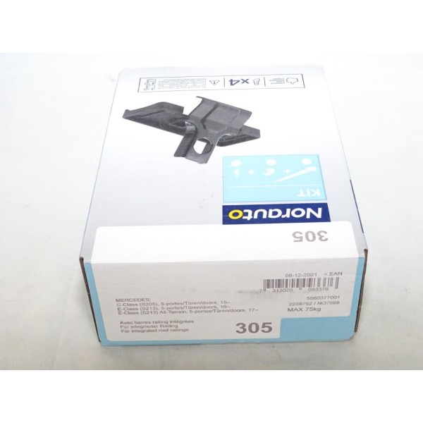 Kit pieds fixation barres de toit Norauto N°305 pour mercedes classe C E S205 S213 5 portes partir de 2015 