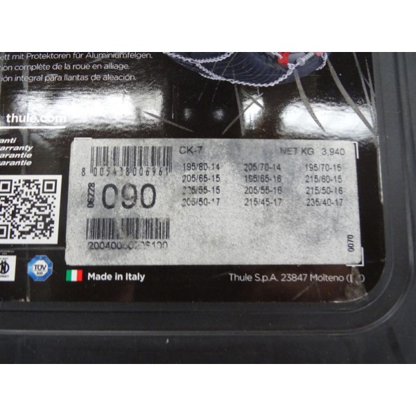 Paire chaines neige Thule N°090 CK-7 pour pneu roue jante 195/80/14 205/70/14 195/70/15 205/65/15 195/65/16 215/60/15 195/60/16 