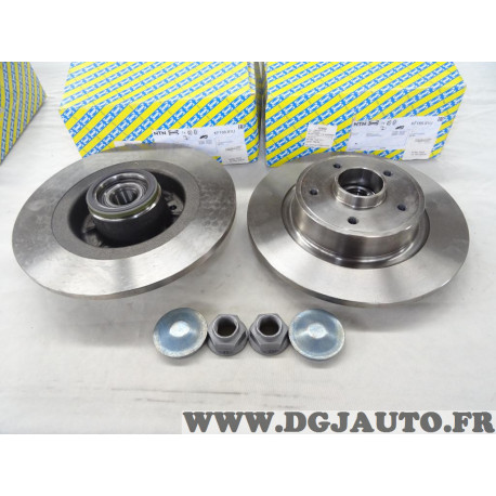 Jeu 2 disques de frein arriere plein 274mm diametre avec roulements de roue SNR KF155.81U pour renault laguna 2 II grand scenic 