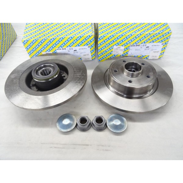 Jeu 2 disques de frein arriere plein 274mm diametre avec roulements de roue SNR KF155.81U pour renault laguna 2 II grand scenic 