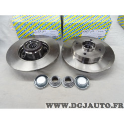 Jeu 2 disques de frein arriere plein 249mm diametre avec roulements de roue SNR KF159.54U pour citroen C4 DS4 peugeot 308