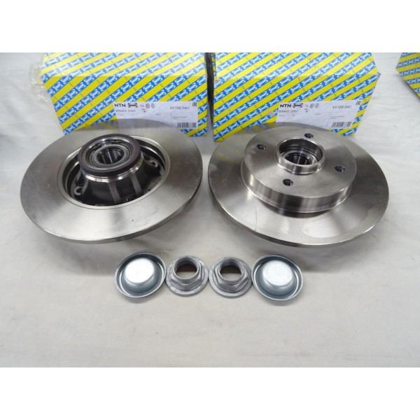 Jeu 2 disques de frein arriere plein 249mm diametre avec roulements de roue SNR KF159.54U pour citroen C4 DS4 peugeot 308 