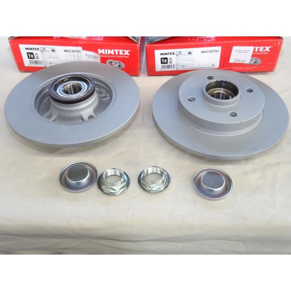 Jeu 2 disques de frein arriere avec roulement de roue ABS 244mm diametre Mintex MDC2879C pour citroen C3 dont aircross C4 cactus
