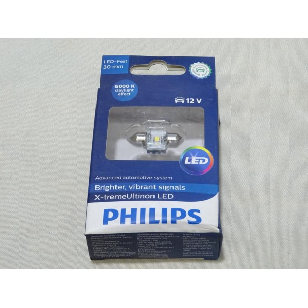 Ampoule navette 30mm LED 600K Philips 39716130 X-tremeultinon pour plafonnier lampe interieur 
