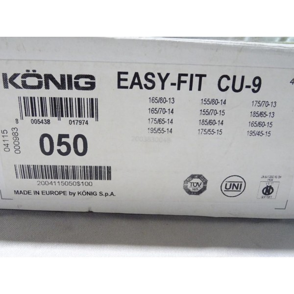 Jeu 2 chaines neige Konig N°050 easy fit CU-9 pour pneu roue jante 165/80/13 155/80/14 175/70/13 165/70/14 155/70/15 185/65/13 1