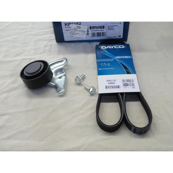 Kit courroie accessoire 5PK1137 + galet tendeur Dayco KPV182 pour renault kangoo 1 clio 2 3 II III megane 2 II scenic 2 II modus
