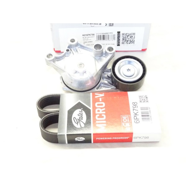Kit courroie accessoire 6PK798 + galet tendeur Gates K06PK798 pour citroen C3 C4 dont picasso DS3 berlingo 2 II jumpy 3 III opel
