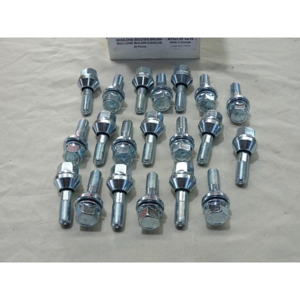 Lot 20 boulons de roue fixation jante M12x1.25x32 SW19 Norauto 320378 