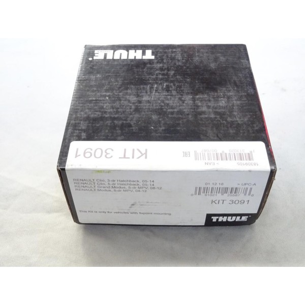 Kit pieds fixation barres de toit KIT 3091 Thule KIT3091 pour renault clio 3 III de 2005 à 2014 modus de 2004 à 2012 