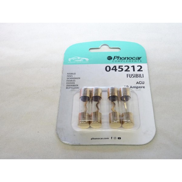 Blister 4 fusibles 60A AGU 10x38 Phonocar 045212 