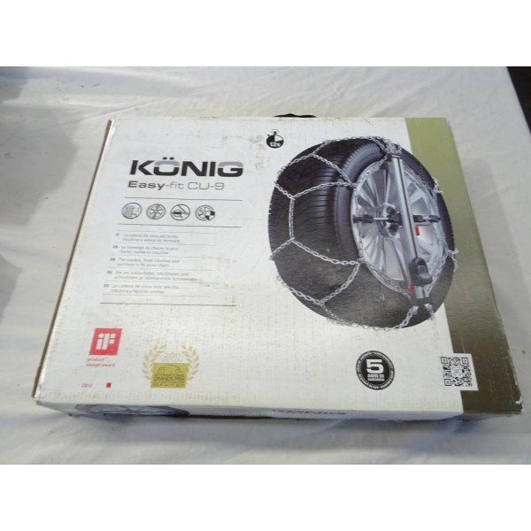 Jeu 2 chaines neige Konig N°050 easy-fit CU-9 pour pneu roue jante 165/80/13 155/80/14 175/70/13 165/70/14 155/70/15 185/65/13 1