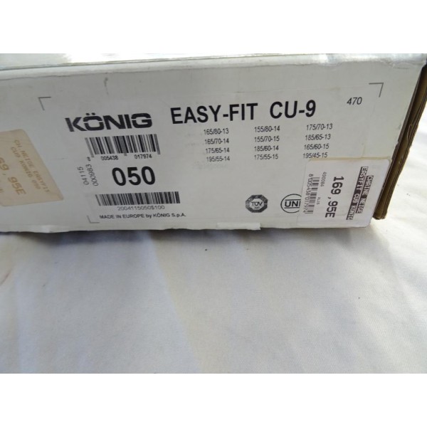 Jeu 2 chaines neige Konig N°050 easy-fit CU-9 pour pneu roue jante 165/80/13 155/80/14 175/70/13 165/70/14 155/70/15 185/65/13 1