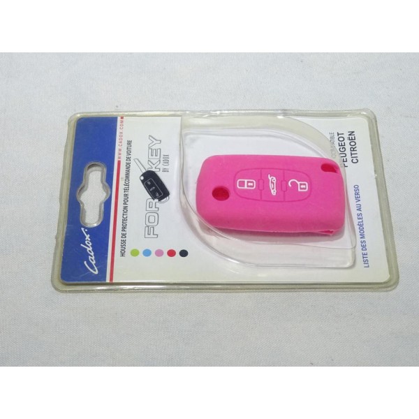 Housse rose coque de clé télécommande version 3 boutons Cadox 790004F S-PSA307S pour citroen peugeot 