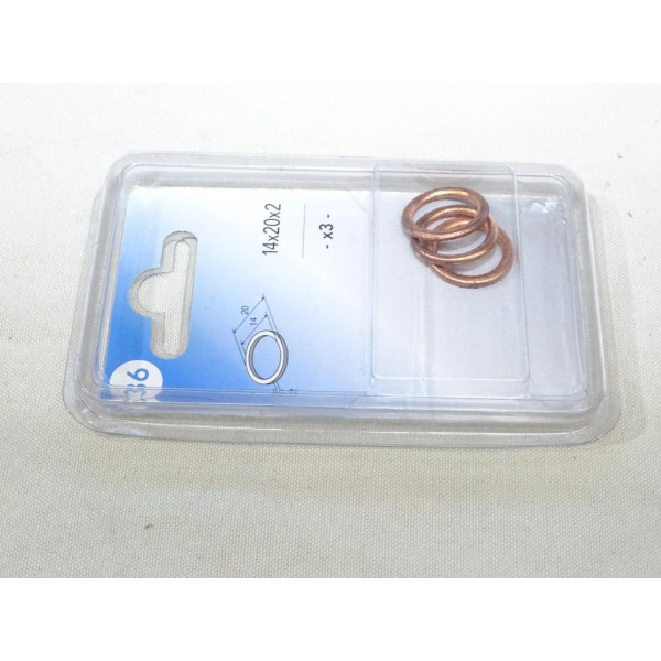 Blister 3 joints bouchon de vidange 14x20x2 norauto N°36 