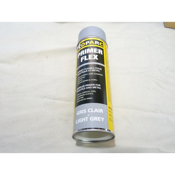Spray aerosol 500ml appret flexible primer flex gris clair Toparc 059115 pour plastique et metal DLU 09/2025 