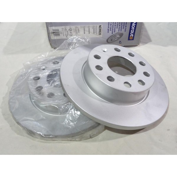 Jeu 2 disques de frein arriere plein 256mm diametre Norauto ND9920 pour audi A3 seat altea toledo 3 III skoda octavia 2 II super