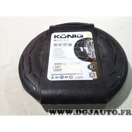 Jeu chaines neige Konig K-slim N°085 pour pneu roue jante 225/60/14 225/50/15 225/45/16 205/40/18 225 60 14 225 50 15 225 45 16 