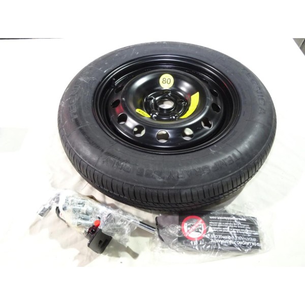 Kit roue de secours galette pneu tecnica 155/90/17 112M DOT1620 jante 4.5x17 5x112 57.1 ET18 avec cric de levage Eurasteel 21518