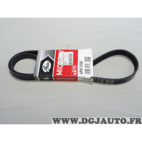 Courroie accessoire Gates 6PK1250 pour opel astra G corsa C D meriva A volvo 850 960 C70 S90 V70 V90 XC70 chrysler voyager 4 IV 