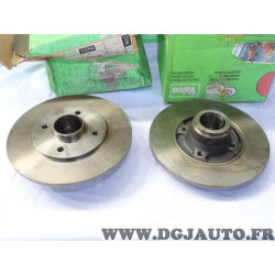 Jeu 2 disques de frein arriere plein sans roulement de roue 238mm diametre Valeo 186309 pour renault clio 1 I 