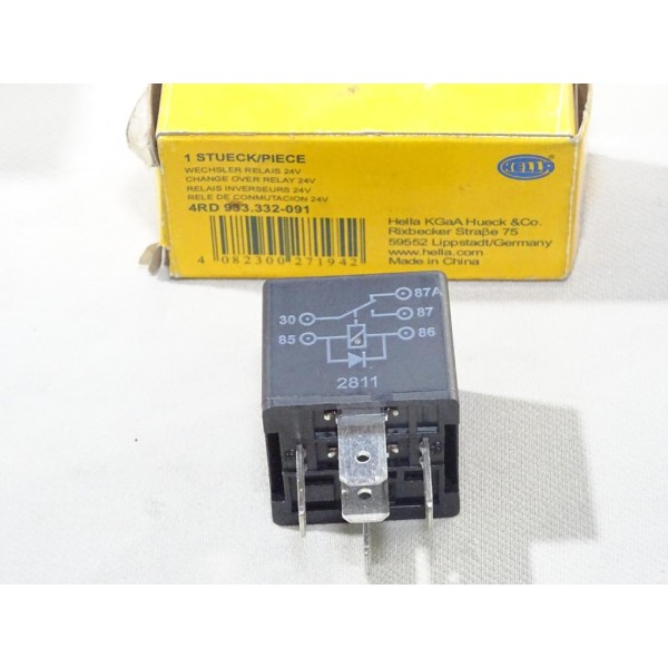 Relais electrique 24V Hella 4RD933332-091 pour poids lourd tracteur engin agricole case IH liebherr new holland paus DAF komatsu