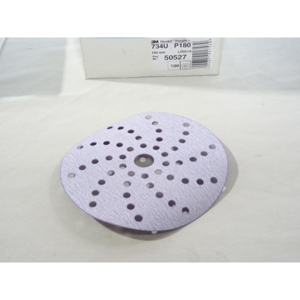 Boite 100 disques de poncages carrosserie 150mm P180 3M 50527 734U 