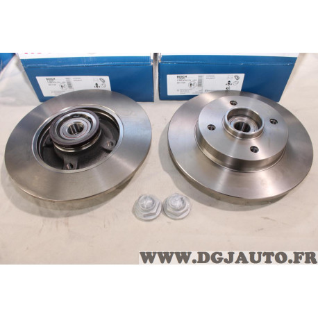 Jeu 2 disques de frein arriere plein 249mm diametre avec roulement de roue bague ABS Bosch BD1128 0986479279 pour citroen C4 peu