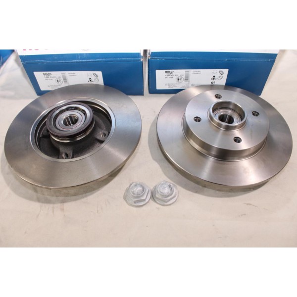 Jeu 2 disques de frein arriere plein 249mm diametre avec roulement de roue bague ABS Bosch BD1128 0986479279 pour citroen C4 peu