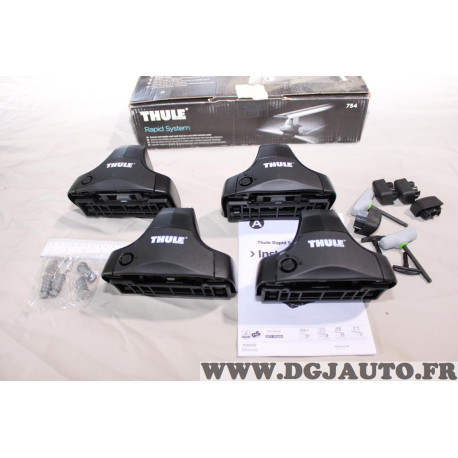 Kit pieds fixation barre de toit rapid system avec système verrouillage à clé Thule 754 
