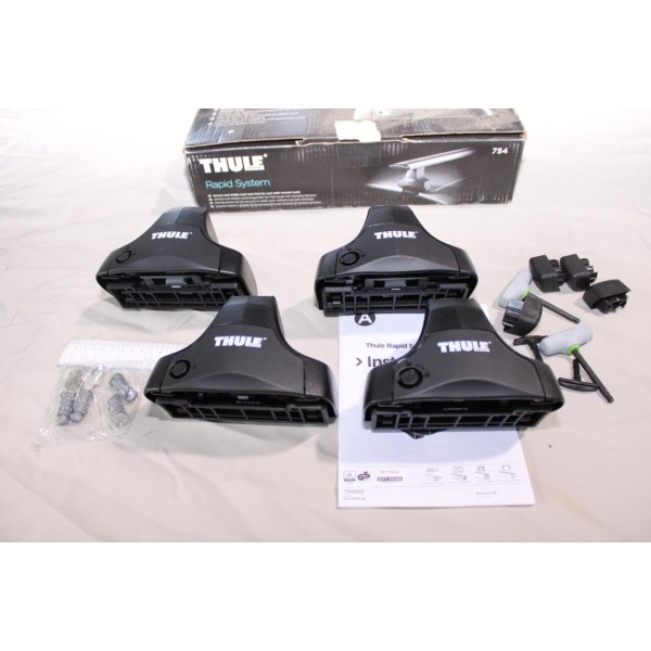 Kit pieds fixation barre de toit rapid system avec système verrouillage à clé Thule 754 