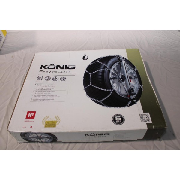 Jeu 2 chaines neige Konig N°080 easy-fit CU-9 pour pneu roue jante 185/14 185/80/14 195/70/14 195/65/15 225/55/14 215/40/17 185/