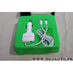 Chargeur telephone portable prise allume 12/24V cigare iphone 5 6 et micro USB Comutech 861301 