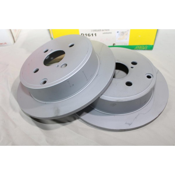 Jeu 2 disques de frein arriere plein 258mm de diametre MGA D1611 pour toyota yaris P1 yaris verso P2 corolla 9 IX E120 matrix E1