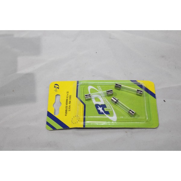 Blister 3 fusibles verre 6.3x32 3.15A RD innovation D303 