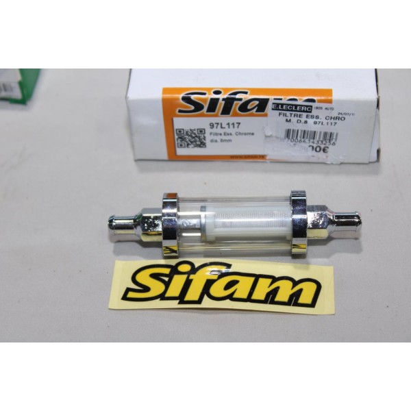 Filtre à carburant essence chrome 8mm universel Sifam 97L117 pour moto scooter 