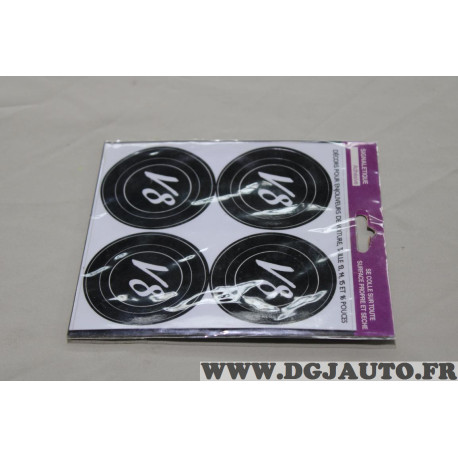 Jeu 4 autocollants centre enjoliveur 13" 14" 15" 16" Kisikol V8 