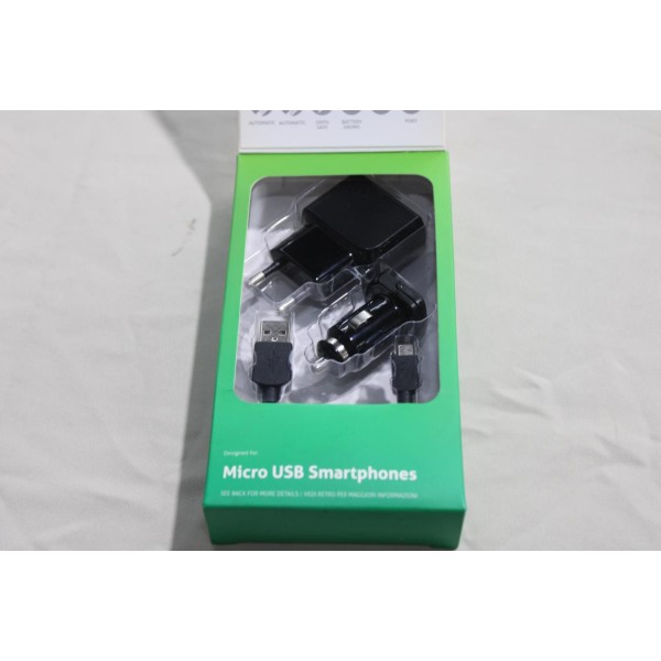 Chargeur micro USB telephone smartphones prise secteur et allume cigare Cellularline CHKIT3IN1MUSBK 