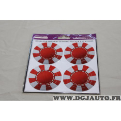 Jeu 4 autocollants centre enjoliveur 13" 14" 15" 16" Kisikol rond rouge et blanc 