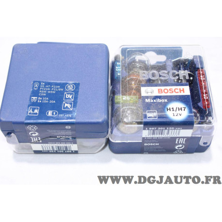 Boite ampoules de secours H1 H7 P21W PY21W P21/5W R5W W5W C5W fusibles 2x 10A 1x 15A 1x 20A Bosch 1987301120 