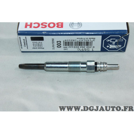 Lot 2 bougies de préchauffe Bosch N°003 0250202022 pour renault laguna 1 2 3 I II III megane 1 2 I II espace 3 4 III IV kangoo 