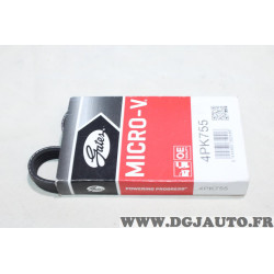 Courroie accessoire Gates 4PK755 pour fiat ducato 1 2 I II citroen jumper peugeot boxer 