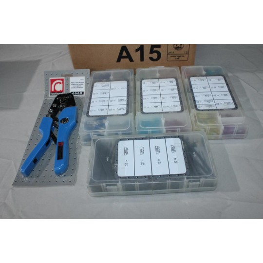 Pack 135 mini fusibles + 141 fusibles standard + 205 cosses à sertir + 65 gaines thermoretractables + pinces Restagraf 2169 