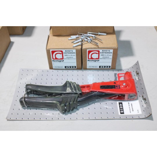 Pack 750 rivets lot 3 boites 250 rivets pop expenses plaques immatriculation 4x20mm tete 8mm + pince à river 4418 Restagraf 2167