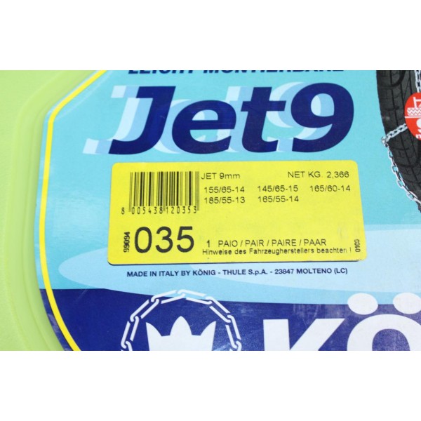 Jeu chaines neige Konig 035 pour pneu roue jante 155/65/14 185/55/13 145/65/15 165/55/14 165/60/14 155 65 14 185 55 13 145 65 