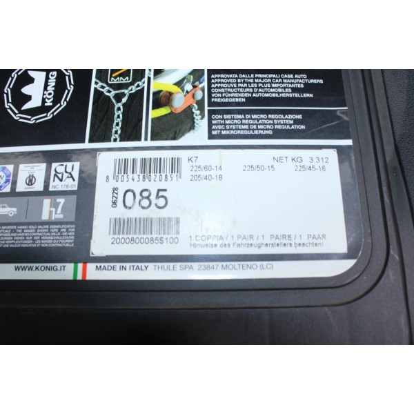 Jeu chaines neige Konig 085 K7 pour pneu roue jante 225/60/14 225/50/15 225/45/16 205/40/18 225 60 14 225 50 15 225 45 16 205 