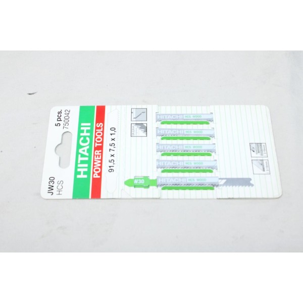 Blister 5 lames scie sauteuse bois HCS 91.5x7.5x1.0 Hitachi 750042 JW30 