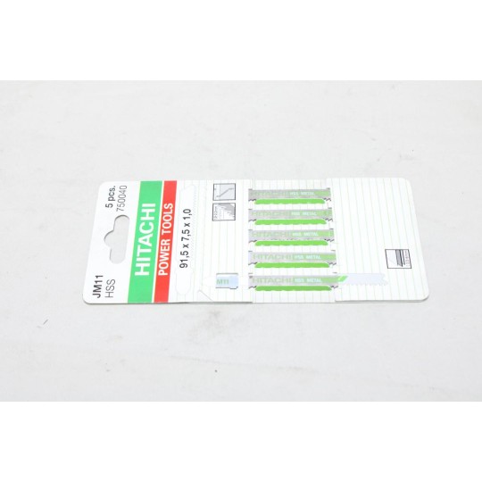 Blister 5 lames scie sauteuse metal HSS 91.5x7.5x1.0 Hitachi 750040 JM11 
