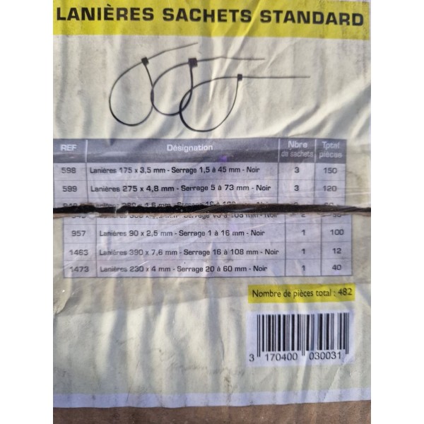 Pack 482 lanieres serflex colson collier Restagraf 3003 (bouteille non incluse)