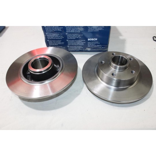 Jeu 2 disques de frein arriere plein 260mm diametre SANS roulement de roue Bosch 0986479684 pour renault megane 3 III scenic 3 